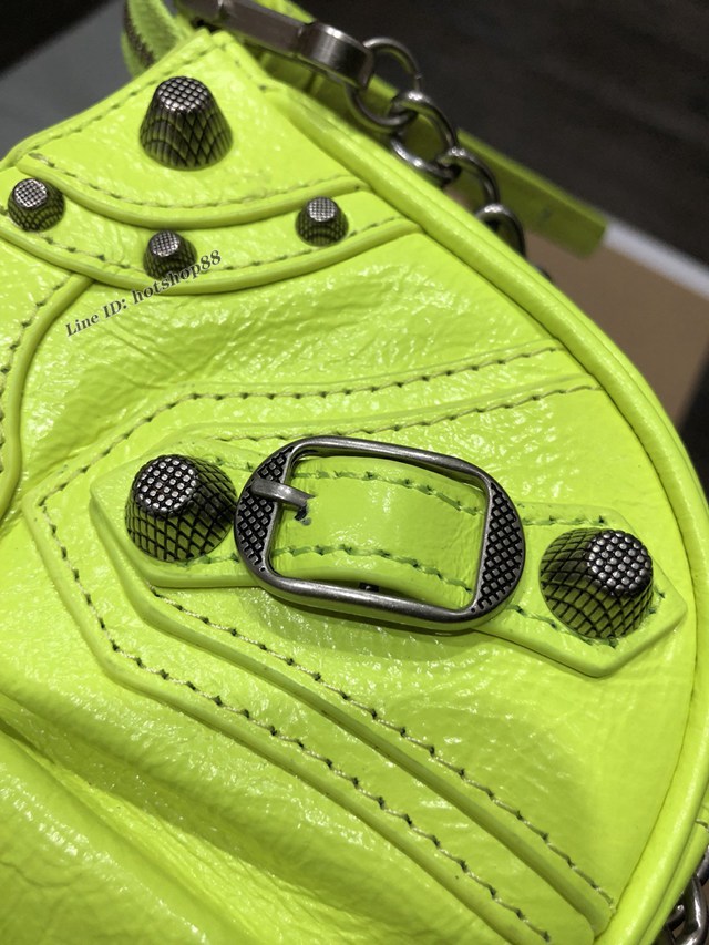 Balenciaga專櫃爆款機車包系列迷你螢光黃銀扣肩背女包 巴黎世家Le Cagole半月牙腋下包餃子包 fyj1938